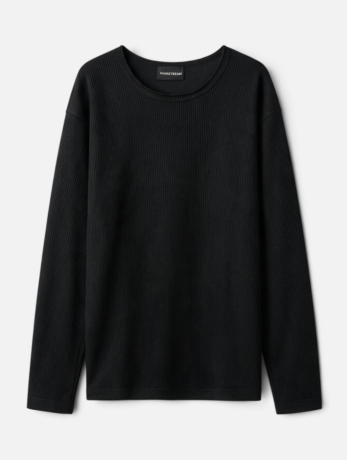 Mainstreamonline Sean Knit black long-sleeve sweater with a relaxed oversized fit and ribbed texture