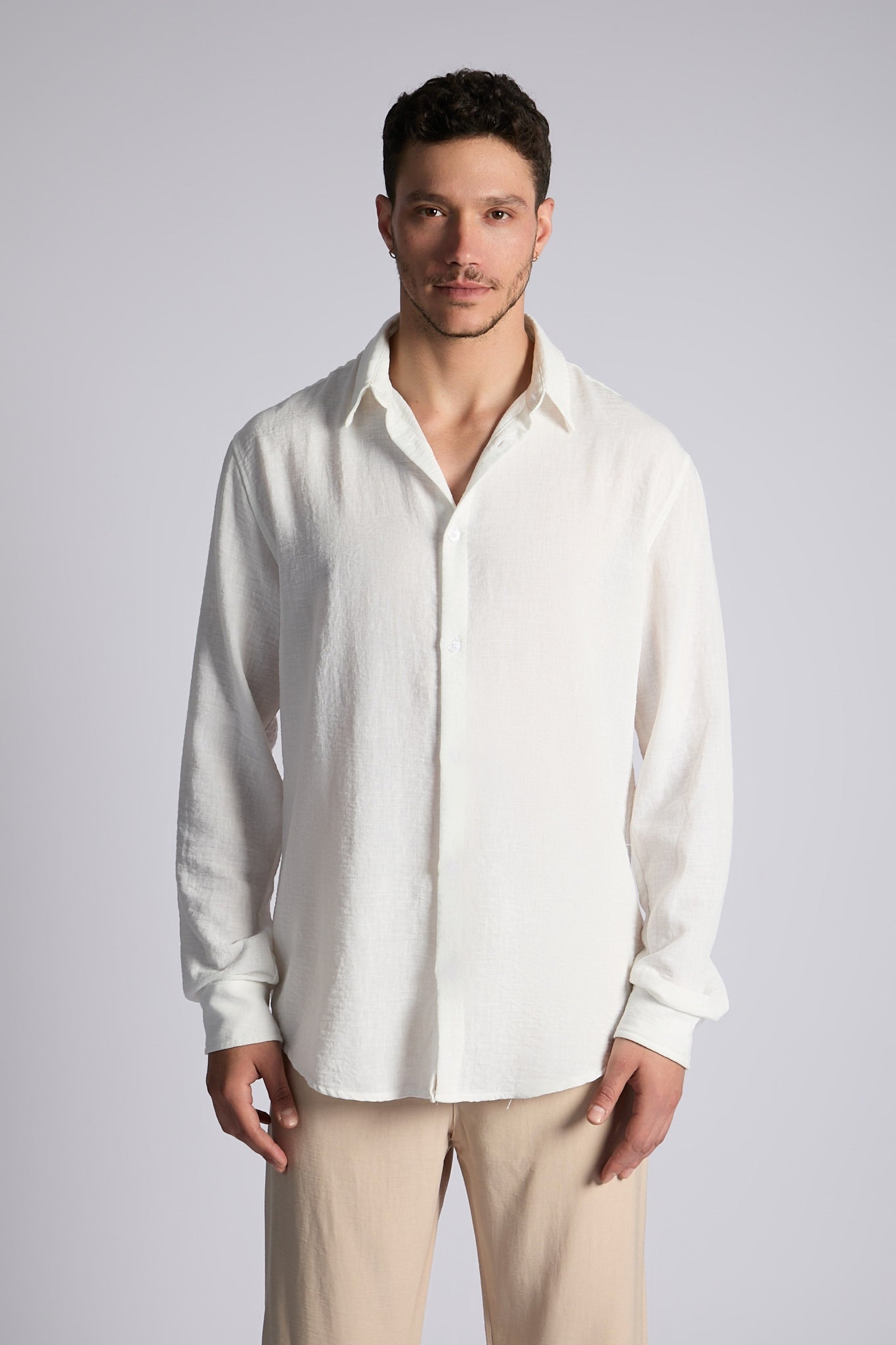 חולצה מכופתרת פשתן ❘ Linen Oversize Shirt