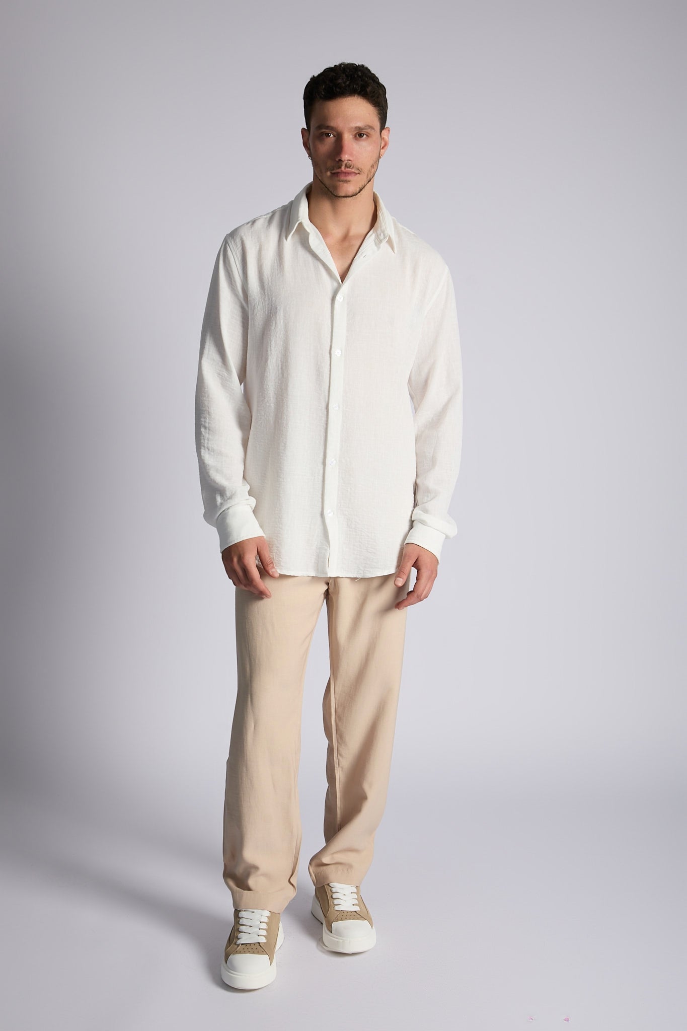 חולצה מכופתרת פשתן ❘ Linen Oversize Shirt